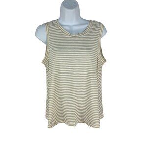 Chelsea & Violet Striped Sleeveless Top Beige/White Polyester/Cotton Blend Women